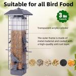Squirrel Proof Bird Feeder, Metal Mesh Bird Feeder for Outside, Large Capacity and 4 Ports Perches (Silver Gray)
