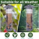 Squirrel Proof Bird Feeder, Metal Mesh Bird Feeder for Outside, Large Capacity and 4 Ports Perches (Silver Gray)
