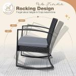 Greesum 3 Pieces Outdoor Furniture Set Patio Bistro Rocking Chairs with Glass Coffee Table for Pool Beach Backyard Balcony Porch Deck Garden, Light Gray