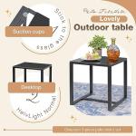 Greesum 3 Pieces Outdoor Furniture Set Patio Bistro Rocking Chairs with Glass Coffee Table for Pool Beach Backyard Balcony Porch Deck Garden, Light Gray