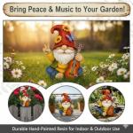 GoGnome Peace Sign Garden Gnome Figurine Outdoor Statue, Funny Guitar Playing Dwarf Rock Music Decor - 6‘’ Resin Lawn Ornament, Unique Housewarming Gift for Music Lovers & Gardeners (Red)