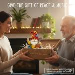 GoGnome Peace Sign Garden Gnome Figurine Outdoor Statue, Funny Guitar Playing Dwarf Rock Music Decor - 6‘’ Resin Lawn Ornament, Unique Housewarming Gift for Music Lovers & Gardeners (Red)