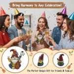 GoGnome Peace Sign Garden Gnome Figurine Outdoor Statue, Funny Guitar Playing Dwarf Rock Music Decor - 6‘’ Resin Lawn Ornament, Unique Housewarming Gift for Music Lovers & Gardeners (Red)