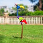 DREAMSOUL 31" Tall Funny Garden Statues, Metal Outdoor Statues with Spring Neck, Antique Standing Statue for Outside Yard Lawn Decor