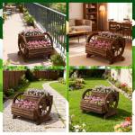 Wooden Wagon Planter Wooden Flower Cart with Wheels Outdoor Garden Planter, Decor Planter for Patio Balcony Decoration Succulent Flower Pot for Indoor Backyard Balcon planters (Carbonized)