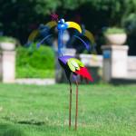 DREAMSOUL 31" Tall Funny Garden Statues, Metal Outdoor Statues with Spring Neck, Antique Standing Statue for Outside Yard Lawn Decor