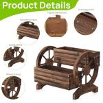 Wooden Wagon Planter Wooden Flower Cart with Wheels Outdoor Garden Planter, Decor Planter for Patio Balcony Decoration Succulent Flower Pot for Indoor Backyard Balcon planters (Carbonized)