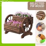 Wooden Wagon Planter Wooden Flower Cart with Wheels Outdoor Garden Planter, Decor Planter for Patio Balcony Decoration Succulent Flower Pot for Indoor Backyard Balcon planters (Carbonized)
