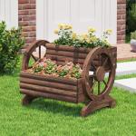 Wooden Wagon Planter Wooden Flower Cart with Wheels Outdoor Garden Planter, Decor Planter for Patio Balcony Decoration Succulent Flower Pot for Indoor Backyard Balcon planters (Carbonized)