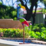 DREAMSOUL 31" Tall Funny Garden Statues, Metal Outdoor Statues with Spring Neck, Antique Standing Statue for Outside Yard Lawn Decor