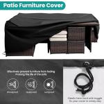 Wumiokio Patio Furniture Set, 7 Pieces Outdoor Patio Furniture with Dining Table&Chair, All Weather Wicker Conversation Set with Ottoman,Brown Rattan & Ivory Cushions (Include Sofa Dust Cover)