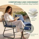 DUMOS Outdoor 4 Piece Patio Furniture Set, Wicker Patio Set with Thick Sandwich Structure Cushions, Deep Seating All-Weather Rattan Sofa and Functional Glass Table for Porch, Lawn, Grey