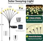 6-Pack Garden Solar Lights, 48 LED Solar Lights Outdoor for Garden Decor, Waterproof Firefly Light Outdoor (Sway by Wind), Swaying Light for Outside Yard Pathway Landscape Decorations (Warm White)