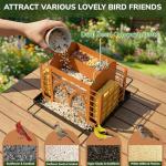 Bird Feeders for Outdoors Hanging, Metal Bird Feeder with Double Suet Cage Weatherproof Metal Roof, 3.5Lbs Large Capacity Great for Attracting Finch Cardinal Chickadee Wild Birds, Pinecone Brown