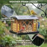 Bird Feeders for Outdoors Hanging, Metal Bird Feeder with Double Suet Cage Weatherproof Metal Roof, 3.5Lbs Large Capacity Great for Attracting Finch Cardinal Chickadee Wild Birds, Pinecone Brown