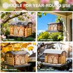 Bird Feeders for Outdoors Hanging, Metal Bird Feeder with Double Suet Cage Weatherproof Metal Roof, 3.5Lbs Large Capacity Great for Attracting Finch Cardinal Chickadee Wild Birds, Pinecone Brown