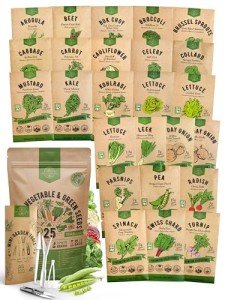 25 Non-GMO Winter Vegetable Garden Seeds Pack