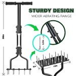 Manual Lawn Aerator with 15 Iron Spikes