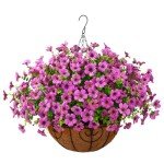 Purple Faux Hanging Silk Daisy Plant Basket