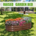 Galvanized Oval Raised Garden Bed Planter Box