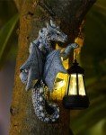 Goodeco Dragon Tree Hugger Garden Statue with Lantern
