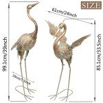 Gold Metal Crane Garden Statues - Set of 2