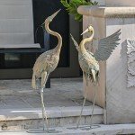 Gold Metal Crane Garden Statues - Set of 2