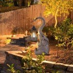 Solar Elephant Garden Statues with Bird Decor