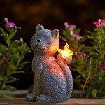 Solar Cat Garden Statue with Butterfly Decoration