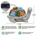 Turtle Solar Garden Statue with Succulent and Lights