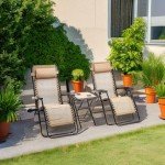 Adjustable Outdoor Zero Gravity Lounge Chair Set