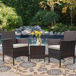 3-Piece Rattan Patio Furniture Set – Brown/Beige