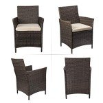 3-Piece Rattan Patio Furniture Set – Brown/Beige