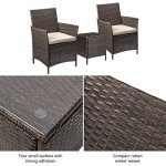 3-Piece Rattan Patio Furniture Set – Brown/Beige