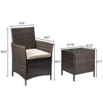 3-Piece Rattan Patio Furniture Set – Brown/Beige