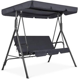Gray 2-Person Convertible Canopy Swing Lounge Chair