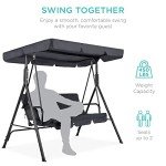 Gray 2-Person Convertible Canopy Swing Lounge Chair