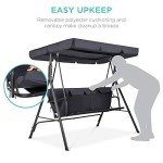 Gray 2-Person Convertible Canopy Swing Lounge Chair