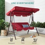 Gray 2-Person Convertible Canopy Swing Lounge Chair