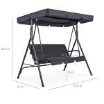 Gray 2-Person Convertible Canopy Swing Lounge Chair