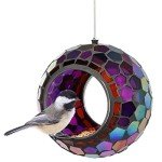 Mosaic Glass Outdoor Fly Through Bird Feeder