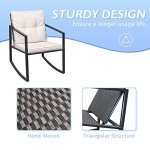Beige Wicker Rocking Patio Conversation Set - 3 Pieces