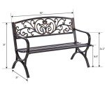 MFSTUDIO Outdoor Garden Bench with Floral Backrest