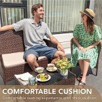 Devoko 4-Piece Beige Wicker Patio Furniture Set