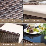 Devoko 4-Piece Beige Wicker Patio Furniture Set