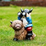 Solar LED Garden Gnome on Highland Cow Statue