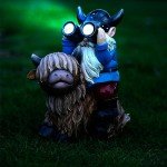 Solar LED Garden Gnome on Highland Cow Statue