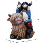 Solar LED Garden Gnome on Highland Cow Statue