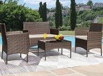 Greesum 4-Piece Outdoor Conversation Set, Brown/Beige