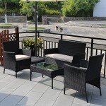 4-Piece Rattan Patio Furniture Set with Cushions
